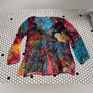 Chicos long sleeve lightweight silk  shirt size medium